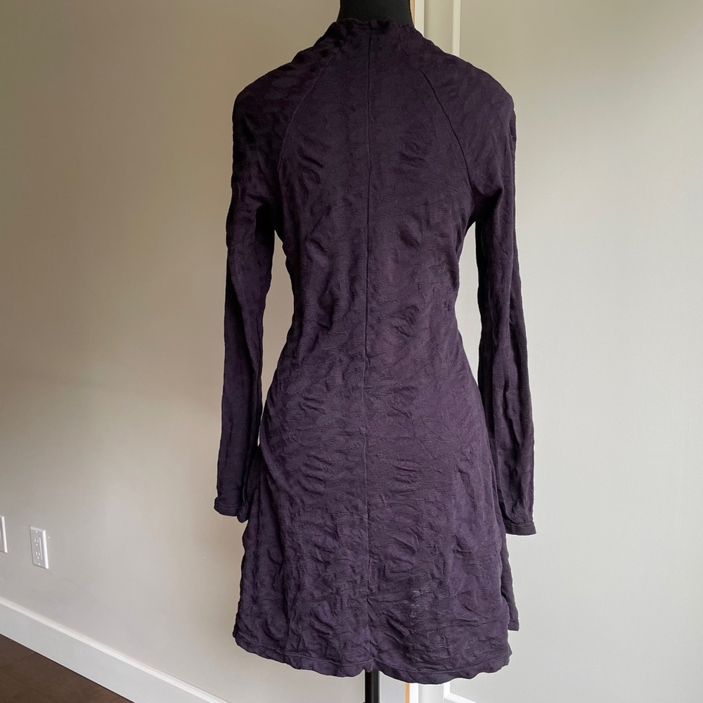 Fit  and Flare Long sleeve Stretch Dress Purple